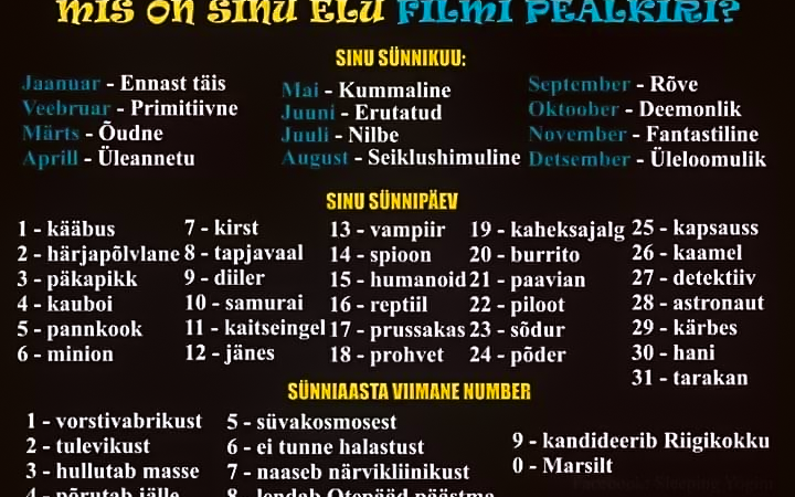 Mis on sinu elu filmi pealkiri?