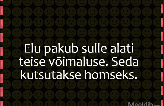 Elu pakub sulle alati teise võimaluse. Seda kutsutakse homseks