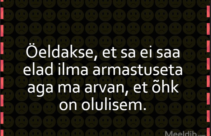 Öeldakse, et sa ei saa elad ilma armastuseta aga ma arvan, et õhk on olulisem.