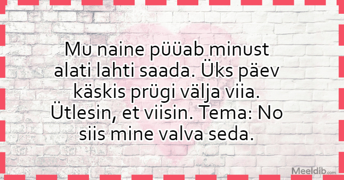 Mu naine püüab minust alati lahti saada