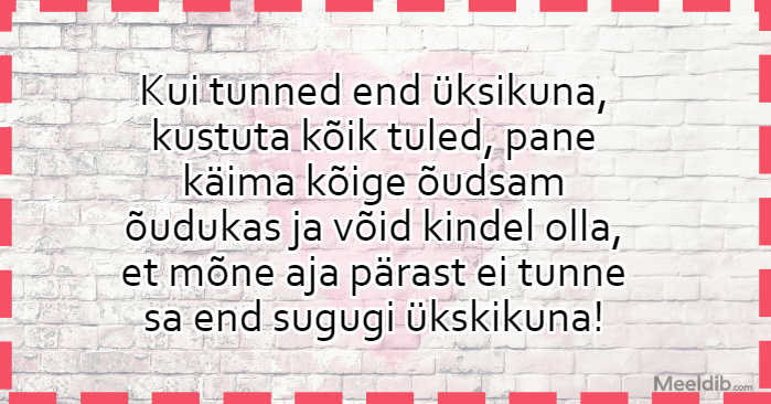 Kui tunned end üksikuna