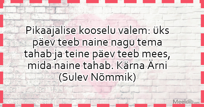 Pikaajalise kooselu valem