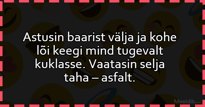 Astusin baarist välja ja kohe lõi keegi mind tugevalt kuklasse