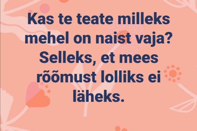 Kas te teate milleks mehel on naist vaja?